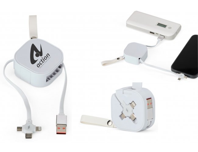 Cabo USB retrtil 3 em 1 Modelo INF 18762